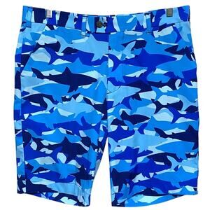 Loudmouth Golf Sharkamo StretchTech Shorts Mens 34 Athleisure Activewear Summer
